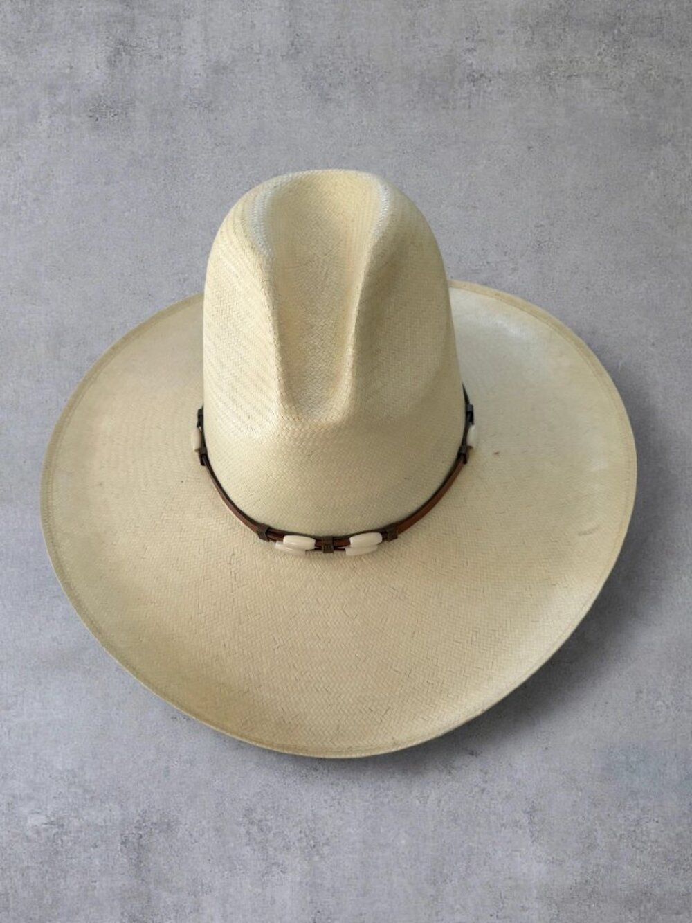 Resistol Shantung Panama Straw Cowboy Hat 7 1/4 Beaded Band